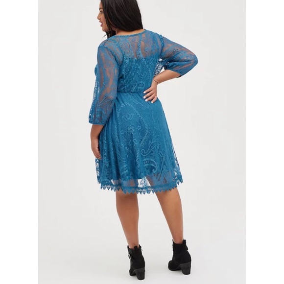 🆕 Blue Lace Skater Dress 1 1X 14 16 NWT Torrid New! - Picture 3 of 7